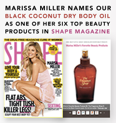 MARISSA MILLER NAMES OUR BLACK COCONUT DRY BODY OIL AS ONE OF HER SIX TOP BEAUTY PRODUCTS IN THE FEBRUARY ISSUE OF SHAPE MAGAZINE